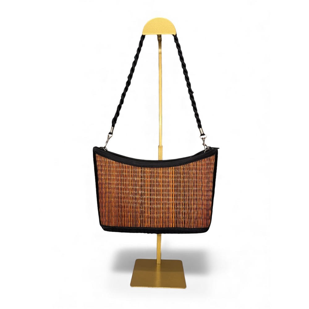 Baskets Of Cambodia Woven Straw Shoulder Bag Braided Strap Top Zip‎ Closure